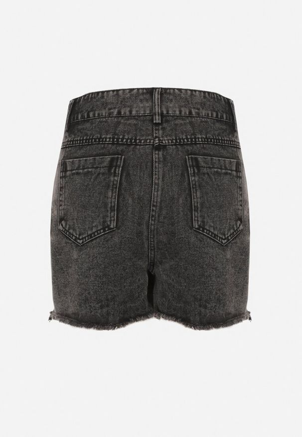 Born2be - Czarne Jeansowe Spódnico-Spodenki Jeansowe z Bawełny z Wysokim Stanem Neliatha. Okazja: na co dzień. Stan: podwyższony. Kolor: czarny. Materiał: jeans, bawełna. Długość: krótkie. Styl: wizytowy, casual, elegancki