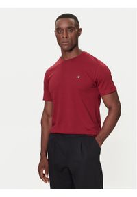 GANT - Gant T-Shirt 2004080 Bordowy Regular Fit. Kolor: czerwony. Materiał: bawełna
