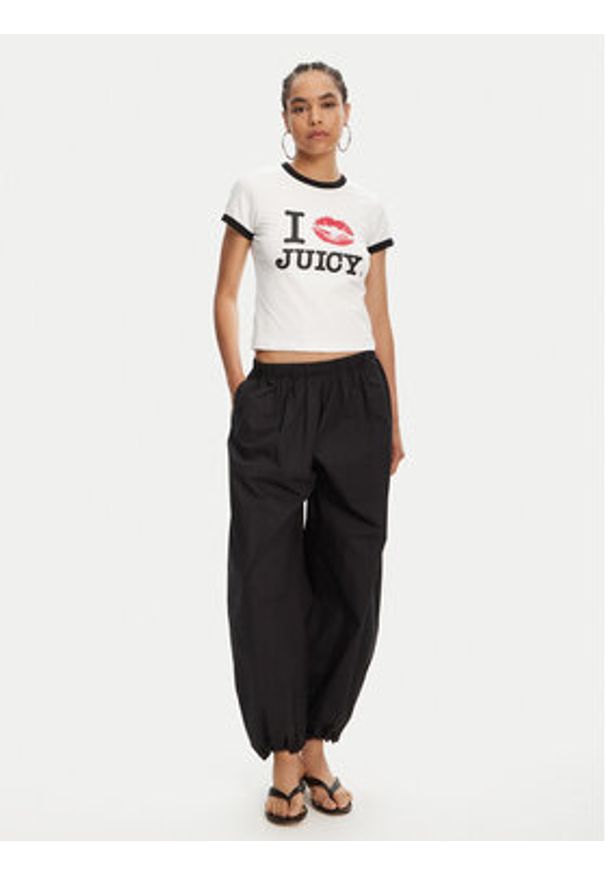 Juicy Couture T-Shirt I Kiss JCWCT125318 Biały Slim Fit. Kolor: biały. Materiał: bawełna