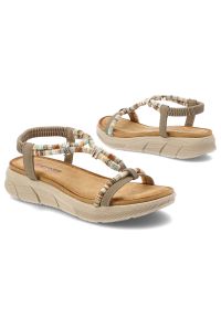 Sandały damskie Artiker, cholewka ze skóry ekologicznej cienkie paski z przodu elastyczny pasek na pięcie plecione detale, beżowe, 58C0009. Zapięcie: pasek. Kolor: beżowy. Materiał: skóra ekologiczna. Wzór: paski #5