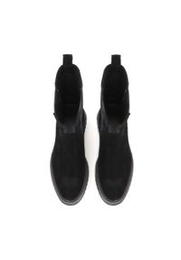 Kazar - Czarne trzewiki damskie. Wysokość cholewki: przed kolano. Kolor: czarny. Materiał: zamsz. Szerokość cholewki: normalna. Wzór: moro. Styl: elegancki, militarny #3