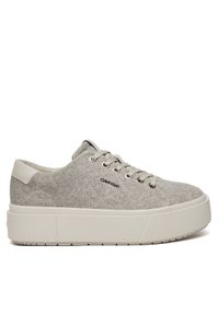 Calvin Klein Sneakersy Flatform Cup Lace Up W/Ml Felt HW0HW02325 Szary. Kolor: szary. Materiał: materiał