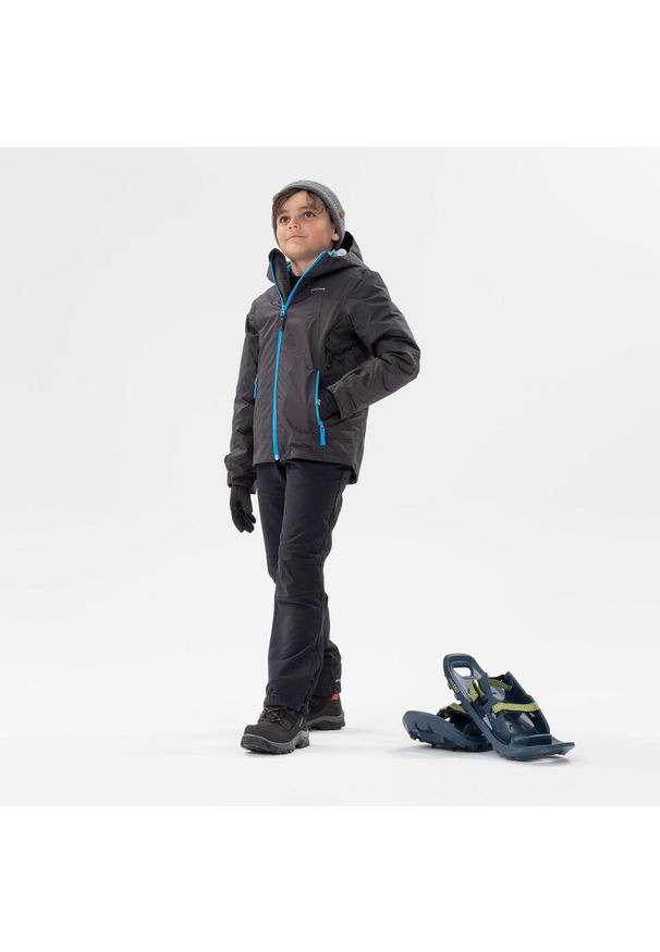 quechua - Spodnie softshell turystyczne dla dzieci Quechua MH500. Kolor: czarny. Materiał: elastan, poliester, materiał. Sezon: zima, lato. Sport: turystyka piesza