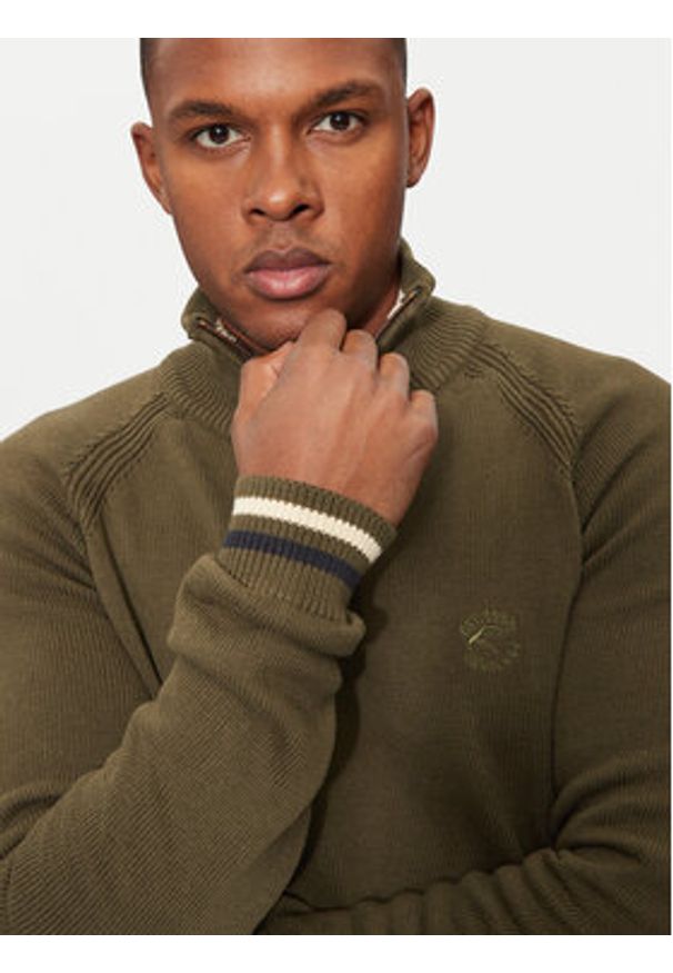 INDICODE Sweter Skyler 35-768 Khaki Regular Fit. Kolor: brązowy. Materiał: bawełna