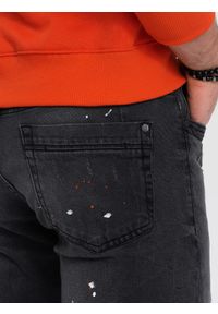 Ombre Clothing - Spodnie męskie jeansowe SKINNY FIT - czarne V1 - Rozmiar: XXL. Kolor: czarny. Materiał: jeans. Wzór: aplikacja #4