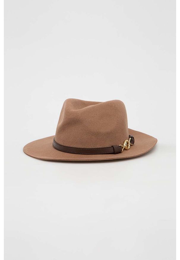 Guess kapelusz wełniany kolor brązowy wełniany. Kolor: brązowy. Materiał: wełna