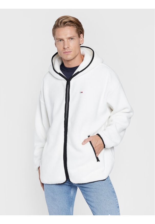 Polar Tommy Jeans. Kolor: biały. Materiał: polar