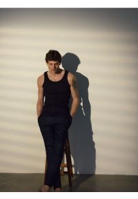 Reserved - Bawełniany tank top - czarny. Kolor: czarny. Materiał: bawełna