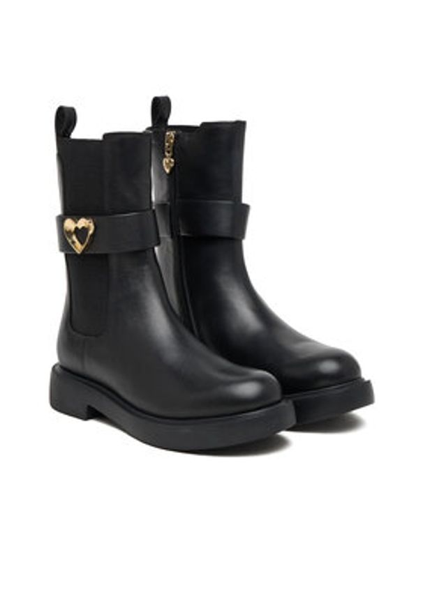 Love Moschino - LOVE MOSCHINO Botki JA24044G0NIA0000 Czarny. Kolor: czarny. Materiał: skóra