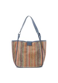 Torebka 2 w 1 damska Rieker, z plecionego materiału tekstylnego z elementami materiału syntetycznego o sztywnej formie z długimi uchwytami do noszeni. Sezon: wiosna, lato. Styl: casual, elegancki, boho #3