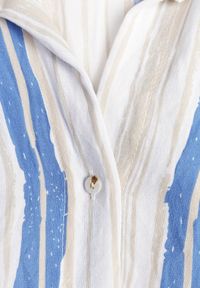 Renee - Beżowo-Niebieska Casualowa Koszula z Bawełny w Paski Sileata. Okazja: na co dzień. Kolor: beżowy. Materiał: bawełna. Wzór: paski. Styl: casual #3