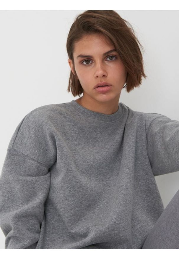 Sinsay - Bluza basic - szary. Kolor: szary. Wzór: gładki