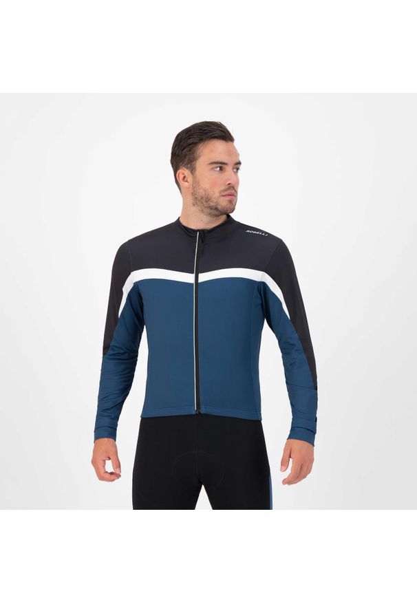 ROGELLI - Koszulka rowerowa męska Rogelli COURSE z długim rękawem, ocieplana. Kolor: biały, niebieski, wielokolorowy, czarny. Długość rękawa: długi rękaw. Długość: długie. Sport: kolarstwo