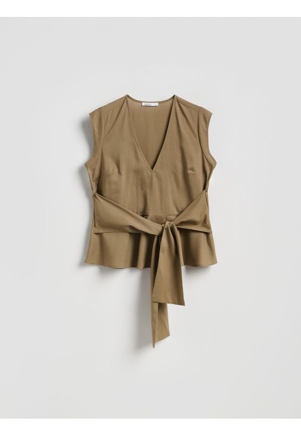 Reserved - Bluzka z lyocellu - warm olive