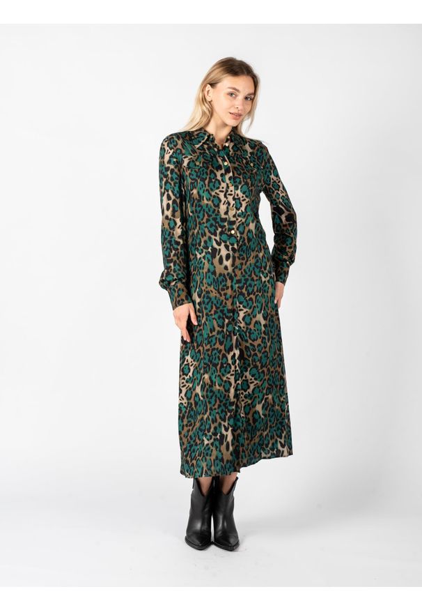 Pinko Sukienka "Ardith" | 1G18EQ A097 | Kobieta | Zielony. Kolor: zielony. Materiał: wiskoza. Długość rękawa: długi rękaw. Typ sukienki: dopasowane. Długość: maxi