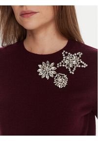 KAOS Sweter RI1KT022 Bordowy Regular Fit. Kolor: czerwony. Materiał: wełna #5