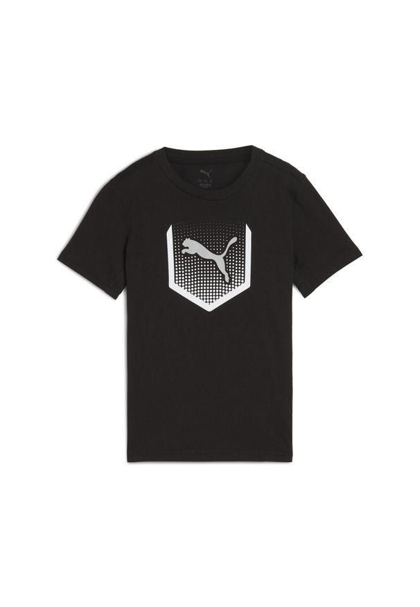 Puma - Młodzieżowa koszulka Active Sports z grafiką PUMA Black. Kolor: czarny. Materiał: guma. Wzór: nadruk. Sport: joga i pilates