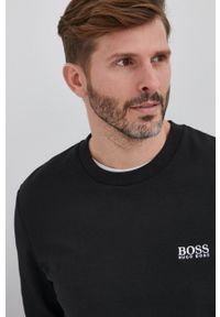 BOSS - Boss Bluza męska kolor czarny gładka. Okazja: na co dzień. Kolor: czarny. Materiał: dzianina. Wzór: gładki. Styl: casual #5