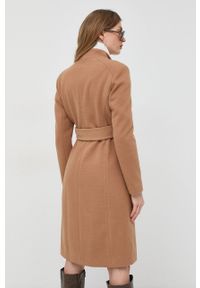 Liu Jo płaszcz z domieszką wełny kolor beżowy przejściowy dwurzędowy. Okazja: na co dzień. Kolor: beżowy. Materiał: wełna. Styl: casual #5