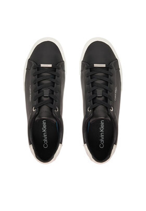 Calvin Klein Sneakersy Vulc Lace Up Lth/Moire Bt HW0HW02747 Czarny. Kolor: czarny. Materiał: skóra