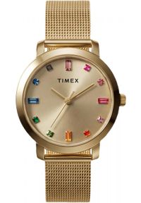 Zegarek Timex Zegarek damski Timex TW2Y48700 CYRKONIE złoty. Kolor: złoty #1