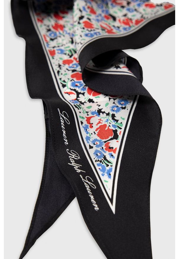 Lauren Ralph Lauren apaszka jedwabna kolor czarny wzorzysty. Kolor: czarny. Materiał: jedwab