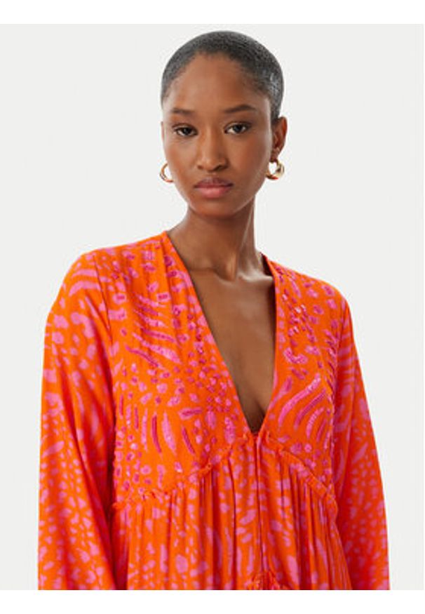 LOLA CASADEMUNT Sukienka letnia LS2616079 Pomarańczowy Relaxed Fit. Kolor: pomarańczowy. Materiał: wiskoza. Sezon: lato