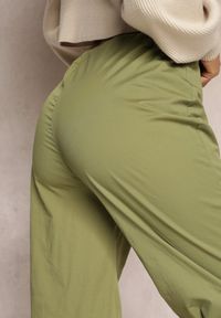 Renee - Zielone Szerokie Spodnie ze Stoperami i Marszczoną Talią Nirli. Stan: podwyższony. Kolor: zielony #5