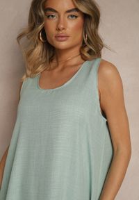 Renee - Jasnozielona Basicowa Sukienka o Rozkloszowanym Kroju Mevolira. Okazja: na co dzień. Kolor: zielony. Typ sukienki: rozkloszowane. Styl: klasyczny, elegancki, casual #4
