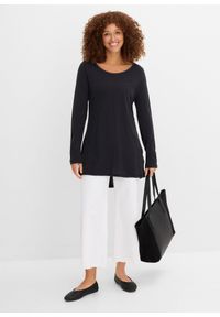 bonprix - Bawełniana bluzka z długim rękawem. Kolor: czarny. Materiał: bawełna. Długość rękawa: długi rękaw. Długość: długie #2