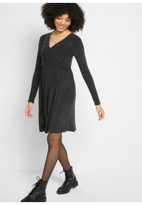 bonprix - Sukienka ciążowa i do karmienia. Kolekcja: moda ciążowa. Kolor: czarny. Materiał: materiał. Typ sukienki: kopertowe #1