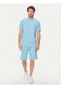 Karl Lagerfeld - KARL LAGERFELD T-Shirt 755890 542221 Błękitny Regular Fit. Typ kołnierza: dekolt w karo. Kolor: niebieski. Materiał: bawełna #4