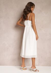 Renee - Biała Sukienka o Rozkloszowanym Kroju na Ramiączkach z Wiązaniem Lunarea. Kolor: biały. Długość rękawa: na ramiączkach. Typ sukienki: rozkloszowane #4