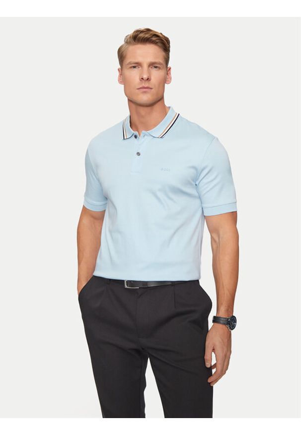 BOSS - Boss Polo Penrose 38 50469360 Błękitny Slim Fit. Typ kołnierza: polo. Kolor: niebieski. Materiał: bawełna