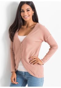 Sweter rozpinany bonprix stary jasnoróżowy. Kolor: różowy. Styl: retro #2