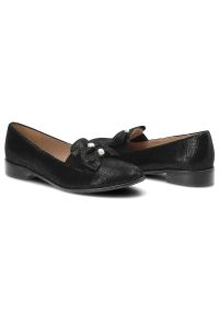 Czarne Półbuty Gamis Damskie Eleganckie Obuwie. Zapięcie: bez zapięcia. Kolor: czarny. Materiał: zamsz, skóra. Szerokość cholewki: normalna. Obcas: na obcasie. Styl: elegancki. Wysokość obcasa: niski #2