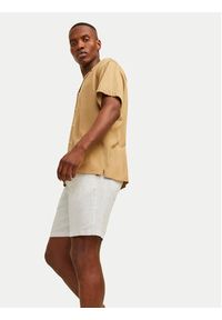 Jack & Jones - Jack&Jones Szorty materiałowe Jpstace 12252992 Biały Tapered Fit. Kolor: biały. Materiał: len, bawełna #5