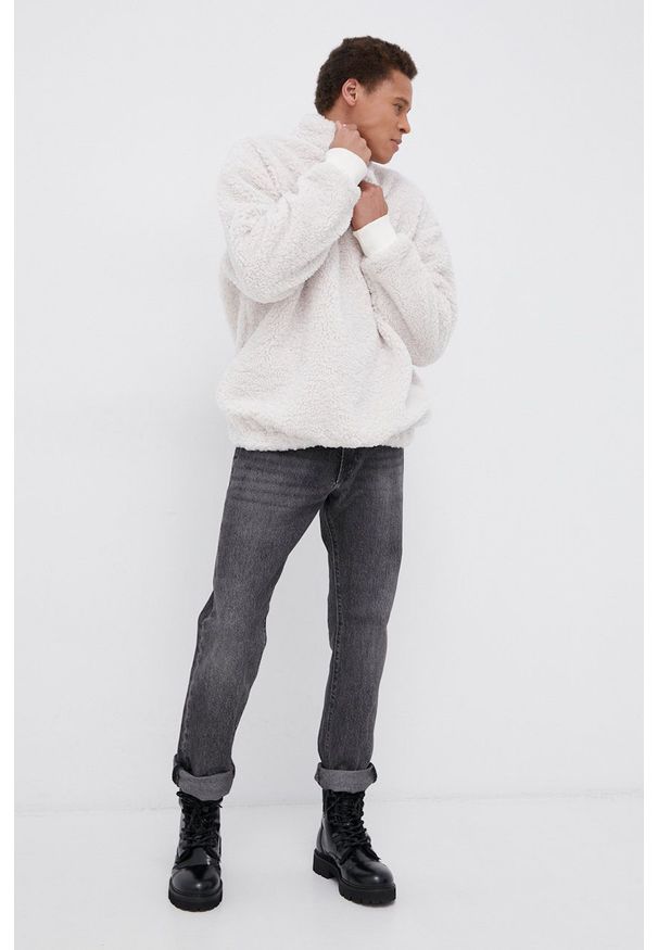 Dr. Denim Bluza męska kolor beżowy gładka. Kolor: beżowy. Materiał: denim. Długość: krótkie. Wzór: gładki