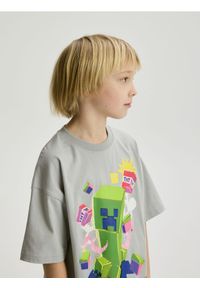 Reserved - Bawełniany t-shirt Minecraft - jasnoszary. Kolor: szary. Materiał: bawełna #1