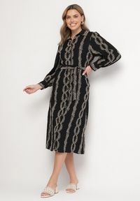 Born2be - Czarna Koszulowa Sukienka z Wiskozy z Wiązanym Paskiem Zdobiona Haftem Rallisia. Okazja: na co dzień. Kolor: czarny. Materiał: wiskoza. Wzór: aplikacja, haft. Typ sukienki: koszulowe. Styl: klasyczny, casual, elegancki #7