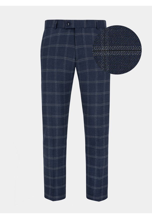 Pako Lorente - PAKO LORENTE – Granatowe spodnie garniturowe P21WF-6G-032-G. Kolor: niebieski. Materiał: wiskoza, poliester, elastan. Długość: długie. Styl: elegancki