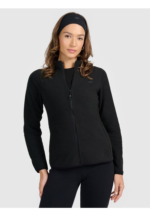 4f - 4F Polar ze stójką slim damski - czarny XXL. Typ kołnierza: kołnierzyk stójkowy. Kolor: czarny. Materiał: polar. Sport: wspinaczka