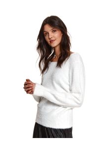TOP SECRET - Sweter damski z okrągłym dekoltem. Okazja: na co dzień. Kolor: biały. Materiał: materiał. Długość: długie. Sezon: zima. Styl: casual #5
