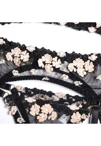 Intica - Komplet bielizny z kwiatowym haftem elegancki i wygodny Changok. Kolor: czarny. Materiał: tkanina. Wzór: kwiaty, haft #4