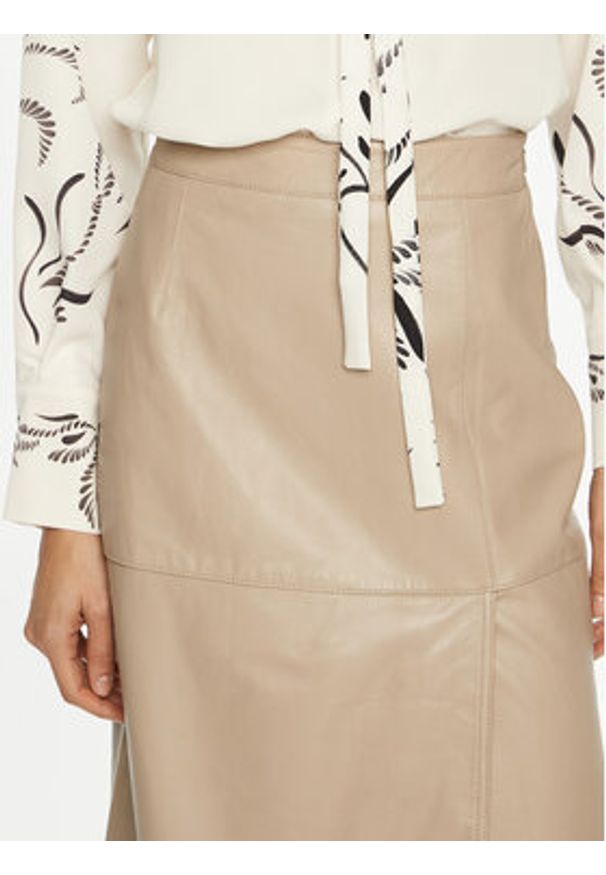 Marella Spódnica skórzana Bambino 2513401011 Écru Regular Fit. Materiał: skóra