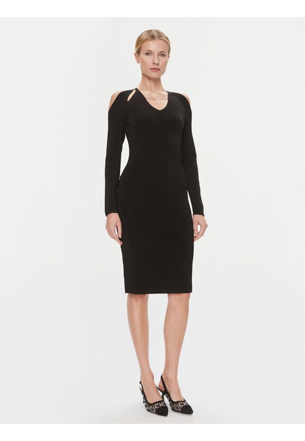 Karl Lagerfeld - KARL LAGERFELD Sukienka koktajlowa 240W1331 Czarny Regular Fit. Typ kołnierza: dekolt w karo. Kolor: czarny. Materiał: wiskoza. Styl: wizytowy