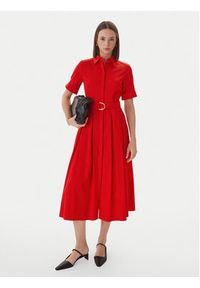 LOLA CASADEMUNT Sukienka koszulowa LS2616089 Czerwony Regular Fit. Kolor: czerwony. Materiał: bawełna. Typ sukienki: koszulowe #4