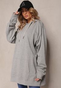 Renee - Szara Bluza Oversize z Kapturem i Kangurkową Kieszenią Befiana. Okazja: na co dzień, na spacer. Typ kołnierza: kaptur. Kolekcja: plus size. Kolor: szary. Materiał: jeans, dzianina. Długość rękawa: długi rękaw. Długość: długie. Wzór: aplikacja. Styl: casual #1