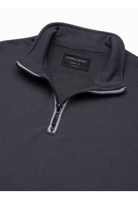 Ombre Clothing - Bluza męska ze stójka rozpinaną na suwak - grafitowa V7 B1353 - XXL. Typ kołnierza: kołnierzyk stójkowy. Kolor: szary. Materiał: bawełna, poliester #2