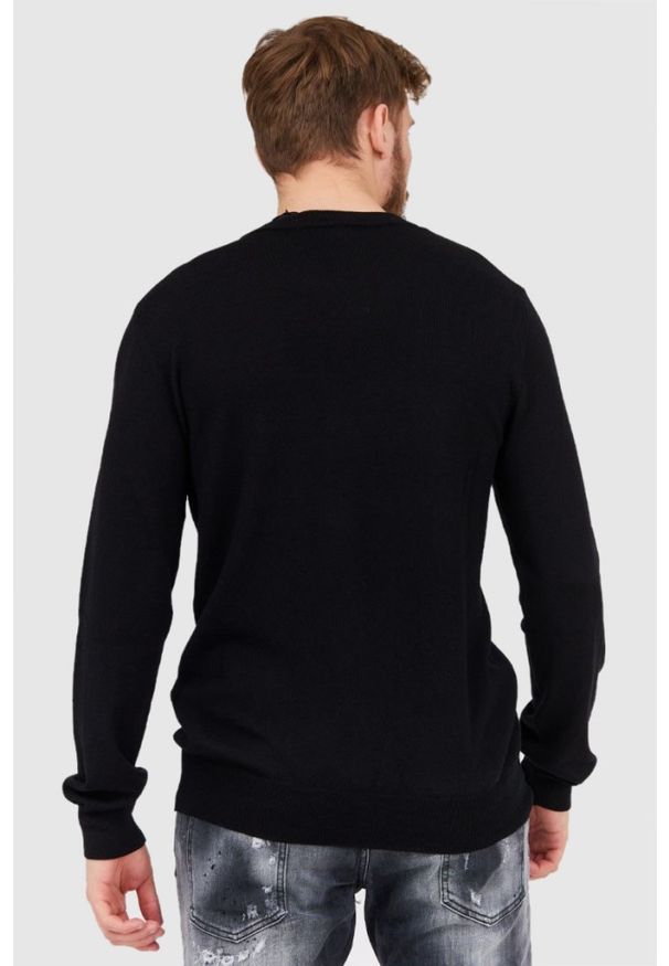 Balmain - BALMAIN Czarny sweter męski z wełny merino, Rozmiar M. Kolor: czarny. Materiał: wełna
